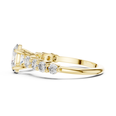 Oval-Cut Lab-grown Diamond Ring with Round Side Stones