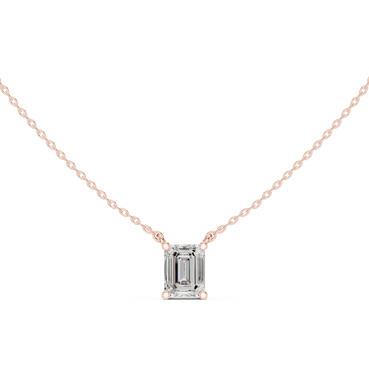Classic Solitaire Necklace - Emerald Cut