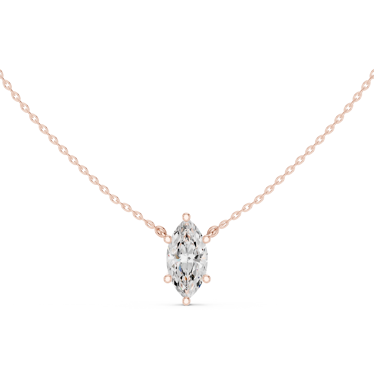Classic Solitaire Necklace - Marquise Cut