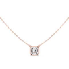 Bezel Set Solitaire Necklace - Asscher Cut