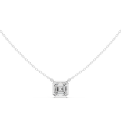 Bezel Set Solitaire Necklace - Asscher Cut