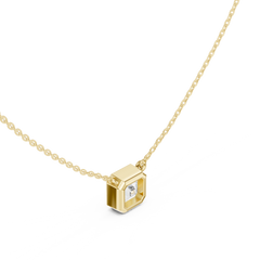 Bezel Set Solitaire Necklace - Asscher Cut