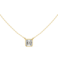 Bezel Set Solitaire Necklace - Asscher Cut