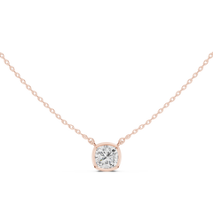 Bezel Set Solitaire Necklace - Cushion Cut