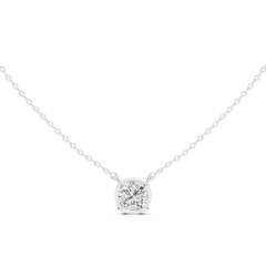 Bezel Set Solitaire Necklace - Cushion Cut