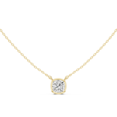 Bezel Set Solitaire Necklace - Cushion Cut