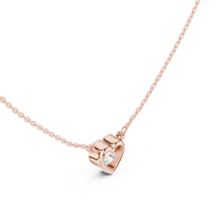 Bezel Set Solitaire Necklace - Heart Cut
