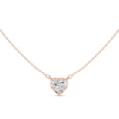 Bezel Set Solitaire Necklace - Heart Cut