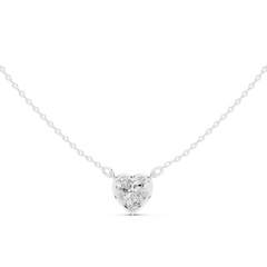 Bezel Set Solitaire Necklace - Heart Cut