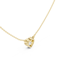 Bezel Set Solitaire Necklace - Heart Cut