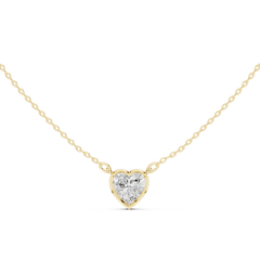 Bezel Set Solitaire Necklace - Heart Cut