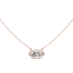 Bezel Set Solitaire Necklace - Marquise Cut East - West