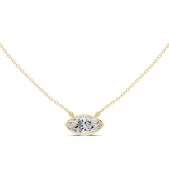 Bezel Set Solitaire Necklace - Marquise Cut East - West