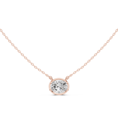 Bezel Set Solitaire Necklace - Oval Cut