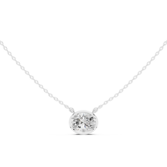 Bezel Set Solitaire Necklace - Oval Cut