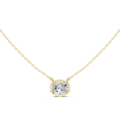 Bezel Set Solitaire Necklace - Oval Cut