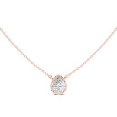 Bezel Set Solitaire Necklace - Pear Cut