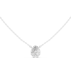 Bezel Set Solitaire Necklace - Pear Cut