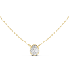Bezel Set Solitaire Necklace - Pear Cut