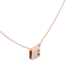 Bezel Set Solitaire Necklace - Princess Cut