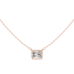 Bezel Set Solitaire Necklace - Radiant Cut