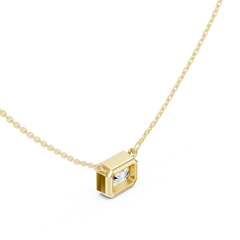 Bezel Set Solitaire Necklace - Radiant Cut