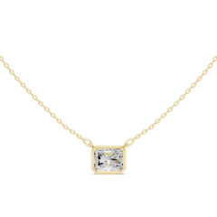 Bezel Set Solitaire Necklace - Radiant Cut