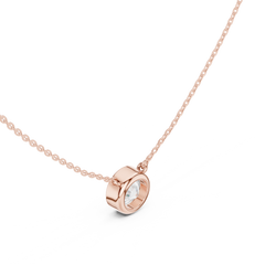 Bezel Set Solitaire Necklace - Round Cut