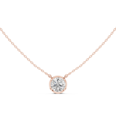 Bezel Set Solitaire Necklace - Round Cut