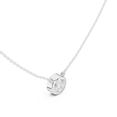 Bezel Set Solitaire Necklace - Round Cut