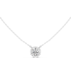 Bezel Set Solitaire Necklace - Round Cut
