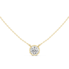 Bezel Set Solitaire Necklace - Round Cut