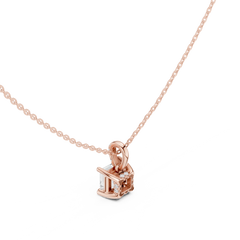 Solitaire Necklace with Hidden Halo - Asscher Cut Lab Grown Diamond