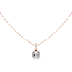Solitaire Necklace with Hidden Halo - Asscher Cut Lab Grown Diamond