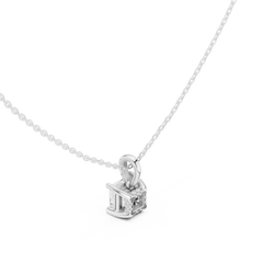 Solitaire Necklace with Hidden Halo - Asscher Cut Lab Grown Diamond