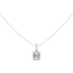 Solitaire Necklace with Hidden Halo - Asscher Cut Lab Grown Diamond