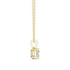 Solitaire Necklace with Hidden Halo - Asscher Cut Lab Grown Diamond