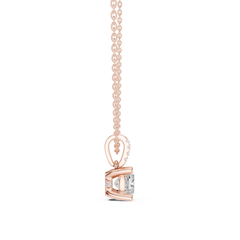 Solitaire Necklace with Hidden Halo - Cushion Cut Lab Grown Diamond