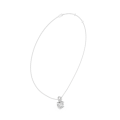 Solitaire Necklace with Hidden Halo - Cushion Cut Lab Grown Diamond