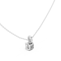 Solitaire Necklace with Hidden Halo - Cushion Cut Lab Grown Diamond