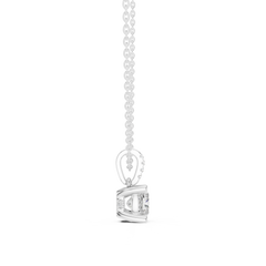 Solitaire Necklace with Hidden Halo - Cushion Cut Lab Grown Diamond