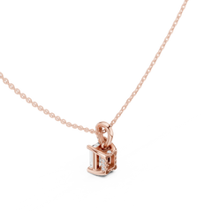 Solitaire Necklace with Hidden Halo - Emerald Cut Lab Grown Diamond