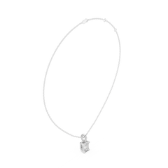 Solitaire Necklace with Hidden Halo - Emerald Cut Lab Grown Diamond