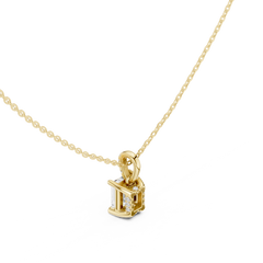 Solitaire Necklace with Hidden Halo - Emerald Cut Lab Grown Diamond