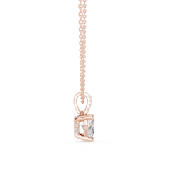 Solitaire Necklace with Hidden Halo - Heart Cut Lab Grown Diamond
