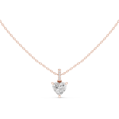 Solitaire Necklace with Hidden Halo - Heart Cut Lab Grown Diamond