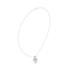 Solitaire Necklace with Hidden Halo - Heart Cut Lab Grown Diamond