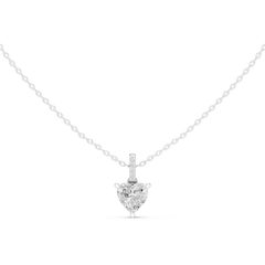 Solitaire Necklace with Hidden Halo - Heart Cut Lab Grown Diamond