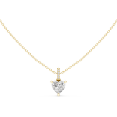 Solitaire Necklace with Hidden Halo - Heart Cut Lab Grown Diamond