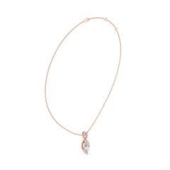 Solitaire Necklace with Hidden Halo - Marquise Cut Lab Grown Diamond